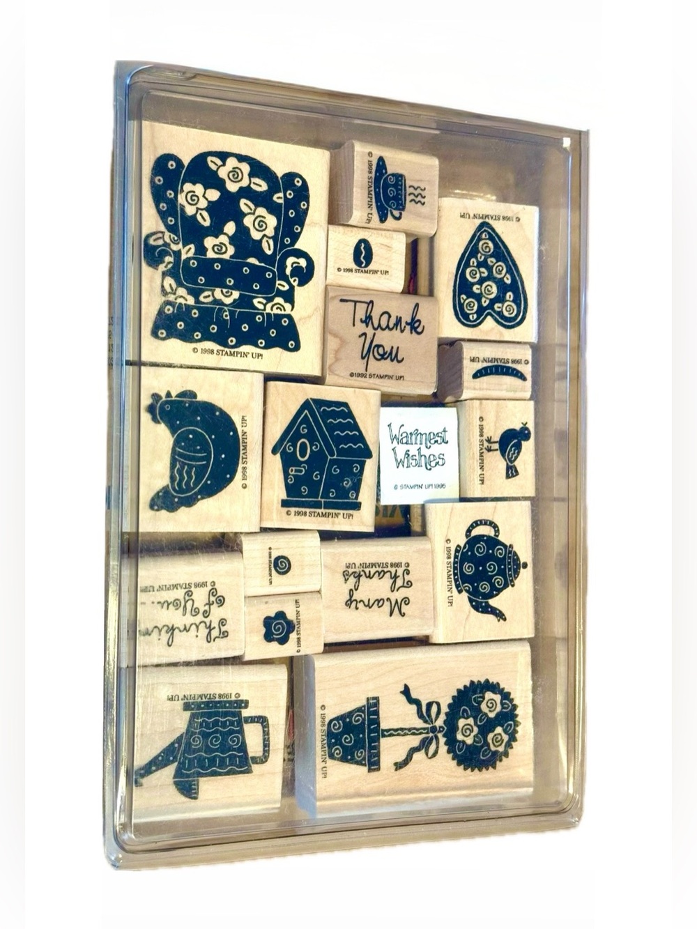 Vintage Stampin' Up! "Funky Favorites" Wood Mounted Rubber Stamp Set & More 17pc